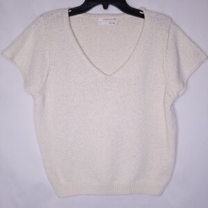 Anthropologie Sweater Womens Small Cream Chunky Knit V Neck